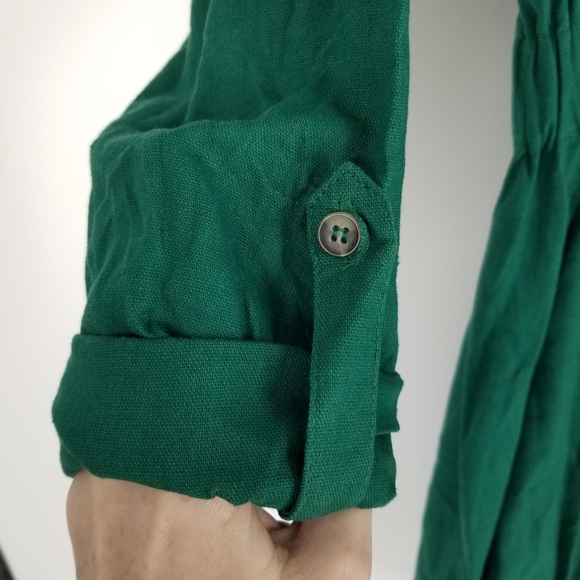 Blu Pepper S Green Button Down Shirt Dress Top - Picture 2 of 9